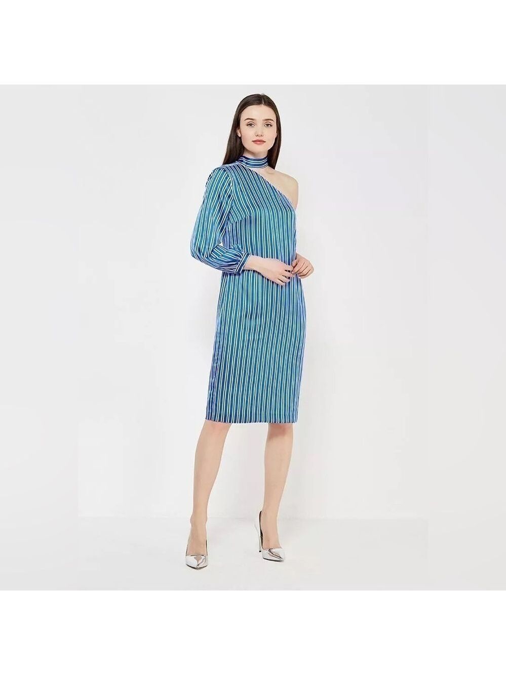 NWT Banana Republic Striped One Sleeve Midi Dress